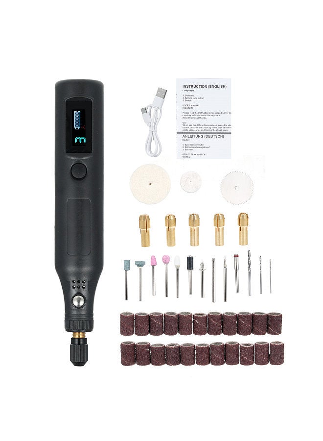 Mini Cordless Rotary Tool with With Digital Display Screen 3-Speed Grinder Kit with 43Pcs Accessories Type-C Charging Art Craft Tool for Grinding Cutting Engraving Drilling and Small DIY Crafts  - Image 1