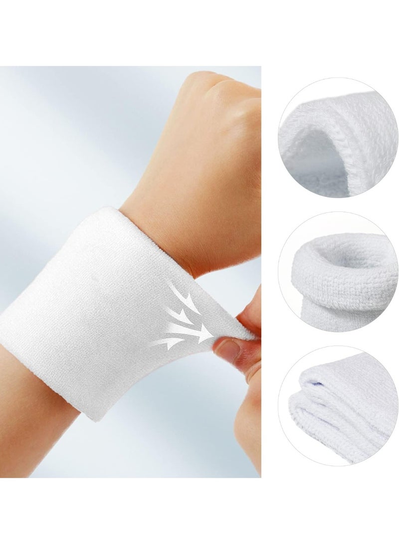 3 أزواج الرياضة معصم Sweatbands، 6 حزمة امتصاص تيري القماش الرياضية معصم الفرق للصالة الرياضية، كرة السلة، التنس، الجري، التمرين Unisex معصم العرق، الأسود الأبيض الرمادي - Image 3