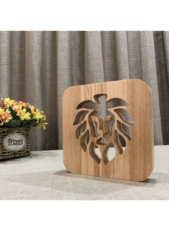 NIBEMINENT Lion Shaped Hollow Table Lamp Brown 19x19cm - Image 2