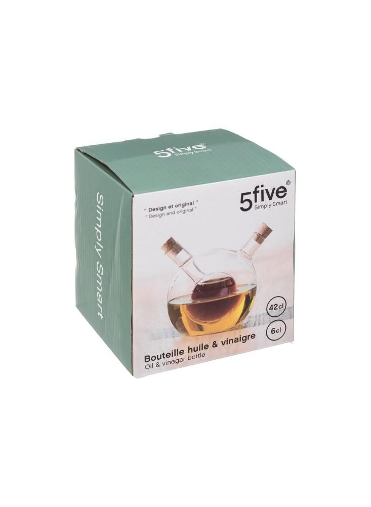 Artisan Round Glass Oil & Vinegar Cruet (Double-spout, Corks) - Image 2