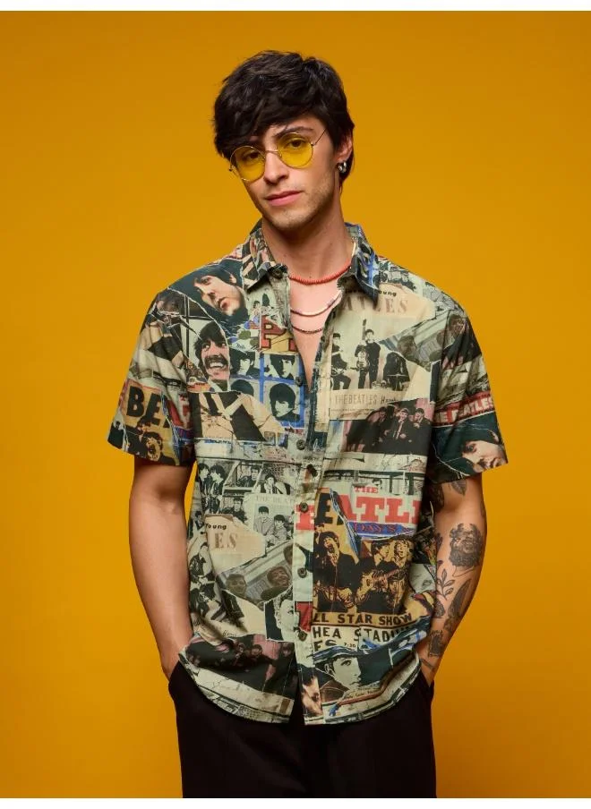 The Souled Store The Souled Store Men The Beatles Graphic Printed Multicolour Regular Fit Holiday Shirts