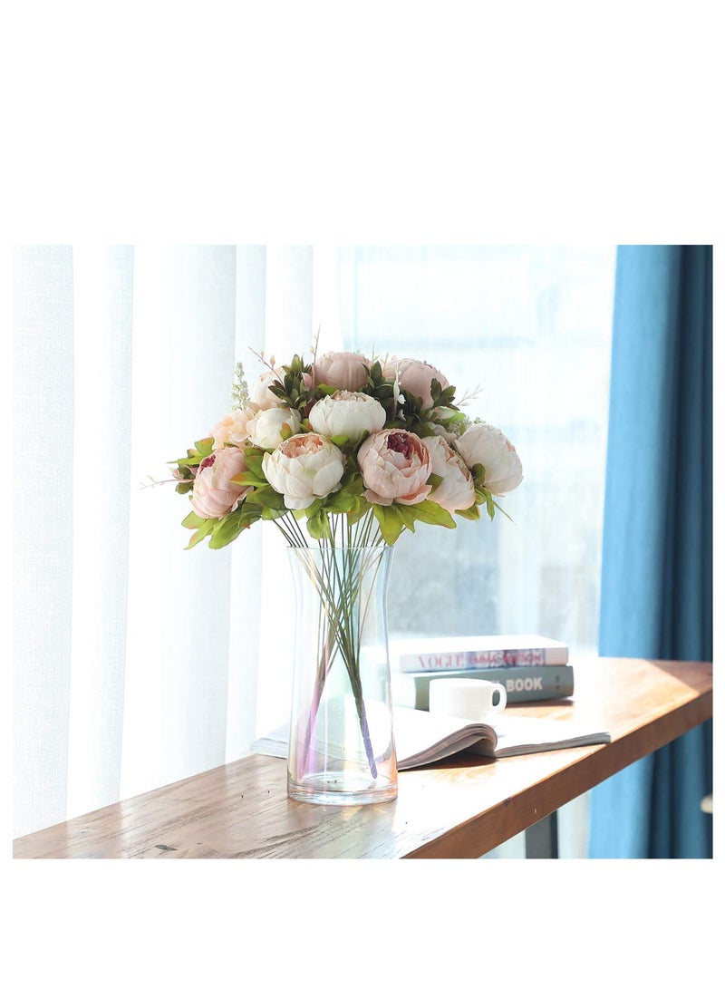 Peachjoy Vintage Artificial Peony Silk Flowers, Fake Peonies Vintage Bouquet for Wedding Anniversary Home Decoration(Light Pink) - Image 4