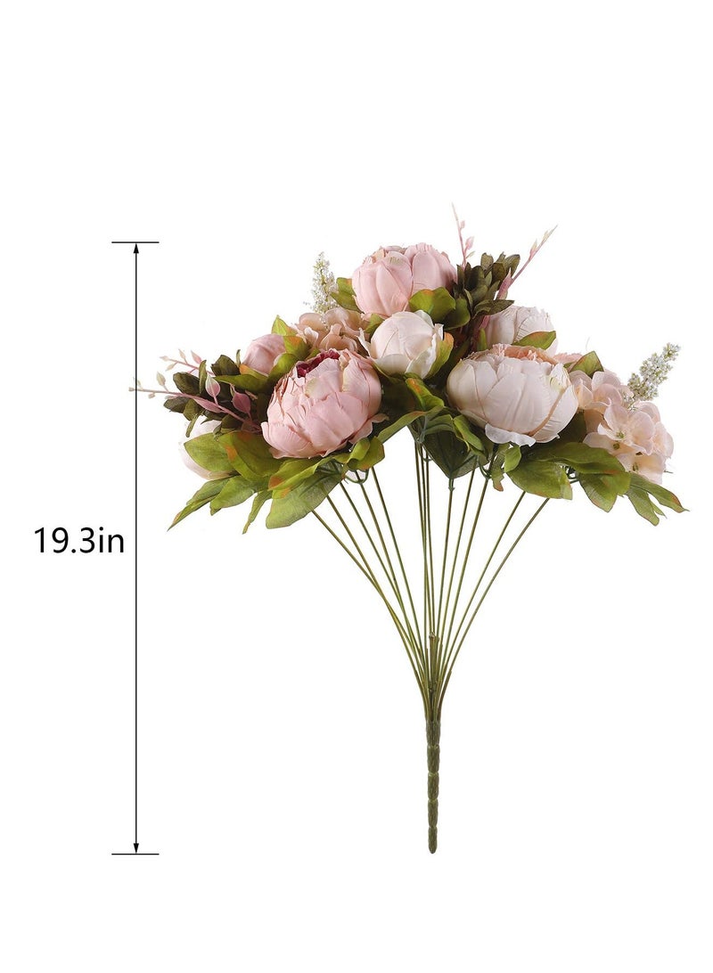 Peachjoy Vintage Artificial Peony Silk Flowers, Fake Peonies Vintage Bouquet for Wedding Anniversary Home Decoration(Light Pink) - Image 5