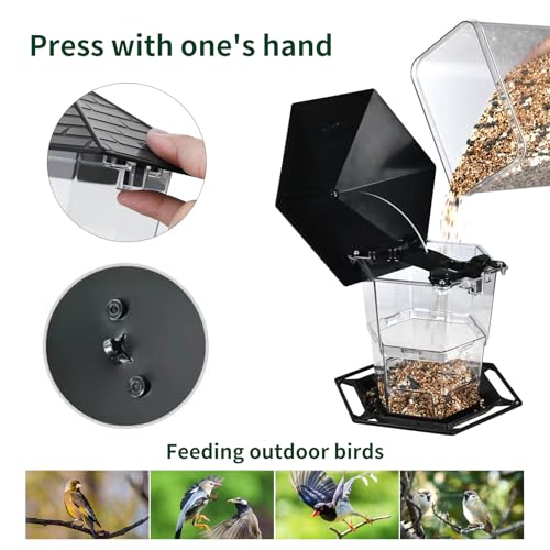 Jealoeur Bird Feeders for Outdoors Hanging Bird Feeder Wild Birds Seed, Black 2 Pack - Image 2