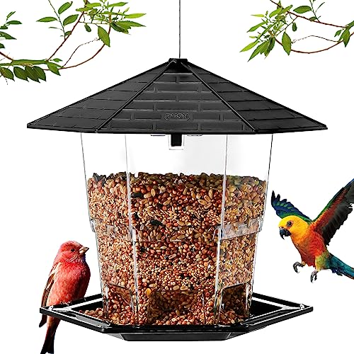 Jealoeur Bird Feeders for Outdoors Hanging Bird Feeder Wild Birds Seed, Black 2 Pack - Image 3