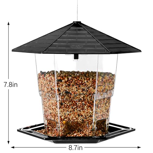 Jealoeur Bird Feeders for Outdoors Hanging Bird Feeder Wild Birds Seed, Black 2 Pack - Image 4