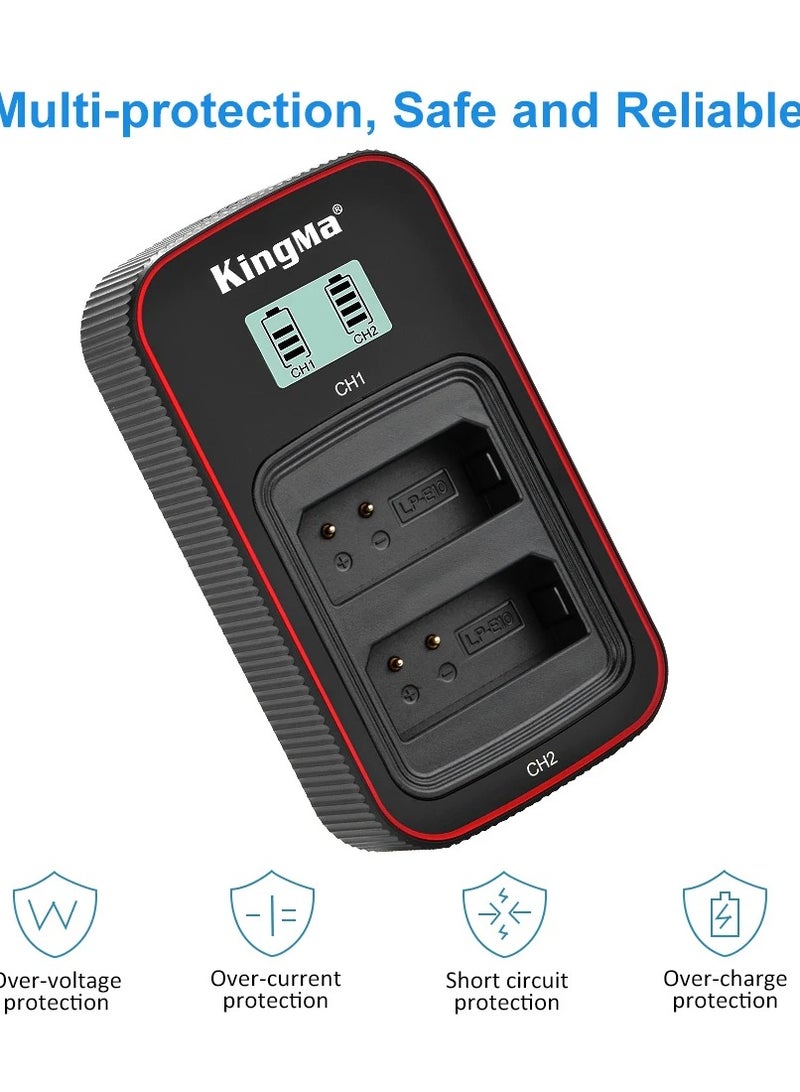كينج ما حزمة شاحن مزدوج وبطاريتين KingMa لانواع LP-E10 مع منفذ يو اس بي USB متوافق مع كاميرات Canon EOS 1500D 1300D 1200D 1100D 3000D 4000D - Image 4