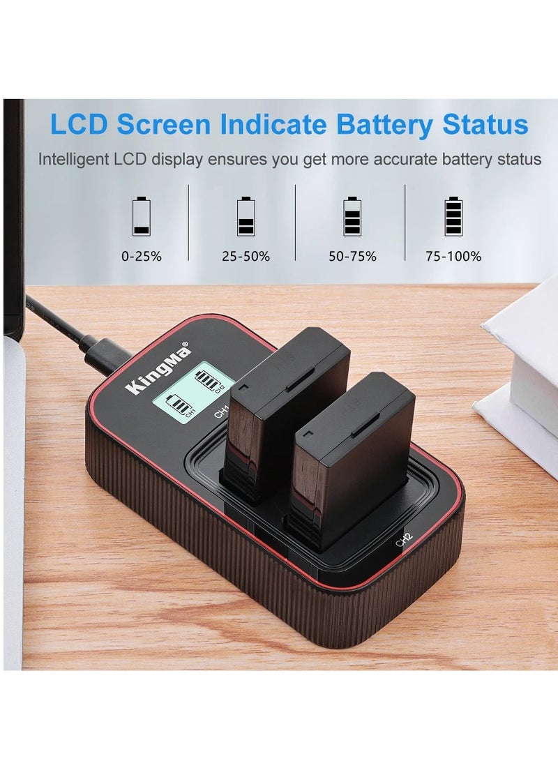 كينج ما حزمة شاحن مزدوج وبطاريتين KingMa لانواع LP-E10 مع منفذ يو اس بي USB متوافق مع كاميرات Canon EOS 1500D 1300D 1200D 1100D 3000D 4000D - Image 5