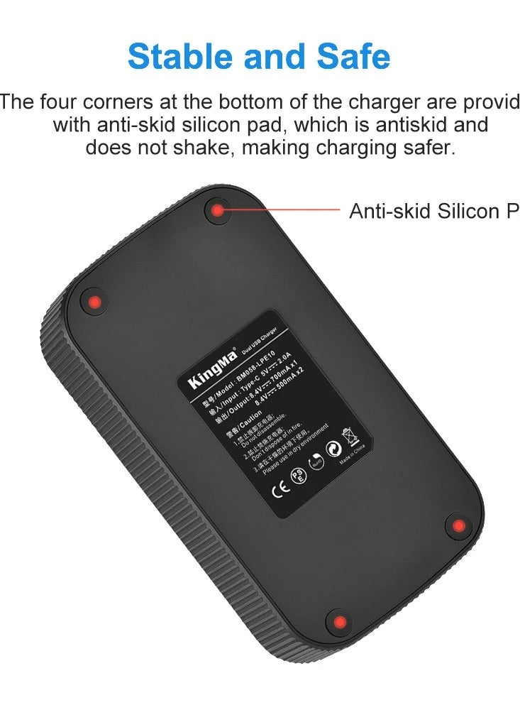 كينج ما حزمة شاحن مزدوج وبطاريتين KingMa لانواع LP-E10 مع منفذ يو اس بي USB متوافق مع كاميرات Canon EOS 1500D 1300D 1200D 1100D 3000D 4000D - Image 3