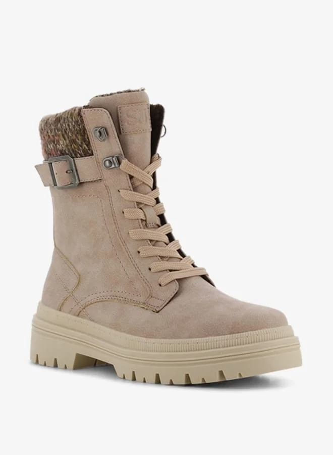 اس جي Women's Textured High Shaft Boots with Zip Closure