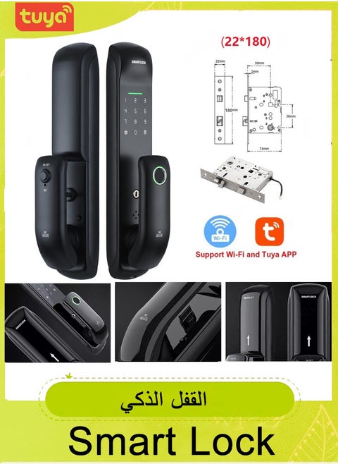 Smart Lock Work with Inner Door Lock Fingerprint Locks with Keypads Keyless Entry Deadbolt Front Door Lock Bluetooth App Control Touchscreen Keypad for Office With 180mm Lock Body