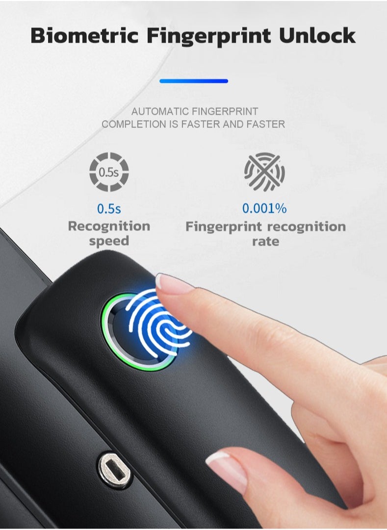Smart Lock Work with Inner Door Lock Fingerprint Locks with Keypads Keyless Entry Deadbolt Front Door Lock Bluetooth App Control Touchscreen Keypad for Office With 180mm Lock Body
