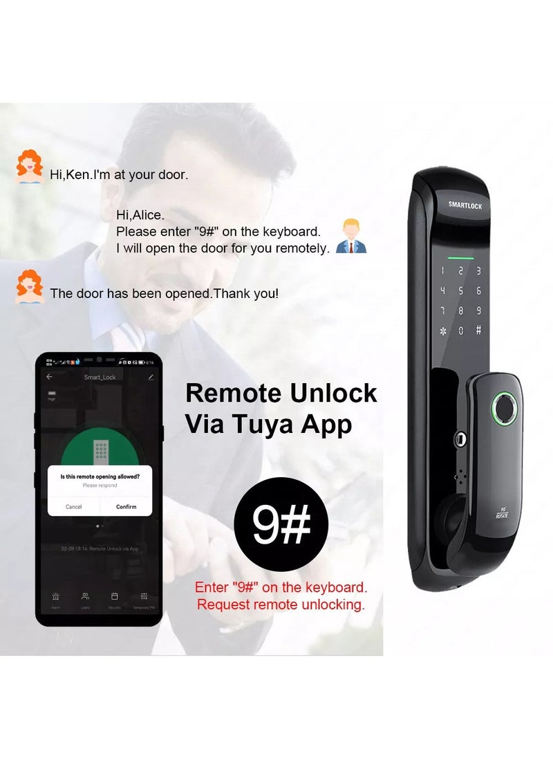 TUYA - Smart Lock Work with Inner Door Lock Fingerprint Locks with Keypads Keyless Entry Deadbolt Front Door Lock Bluetooth App Control Touchscreen Keypad for Office With 180mm Lock Body - Image 1