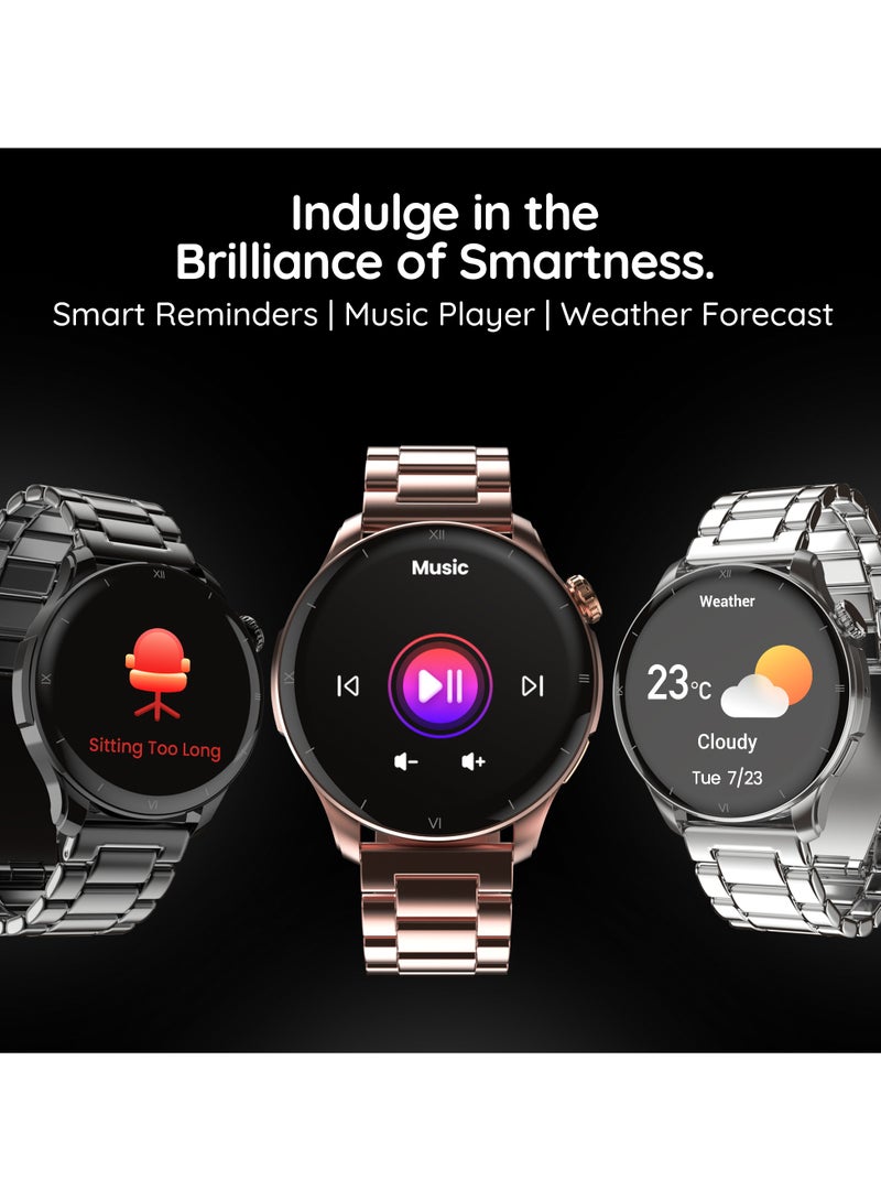 Pebble Cosmos Vault 1.43" Bright HD Display Smartwatch for Men & Women, Bluetooth Calling, Blood Oxygen, Heart Rate Monitoring, Multi Sports Mode, Step Pedometer, Multiple Watch Faces, Rose Gold - Image 5