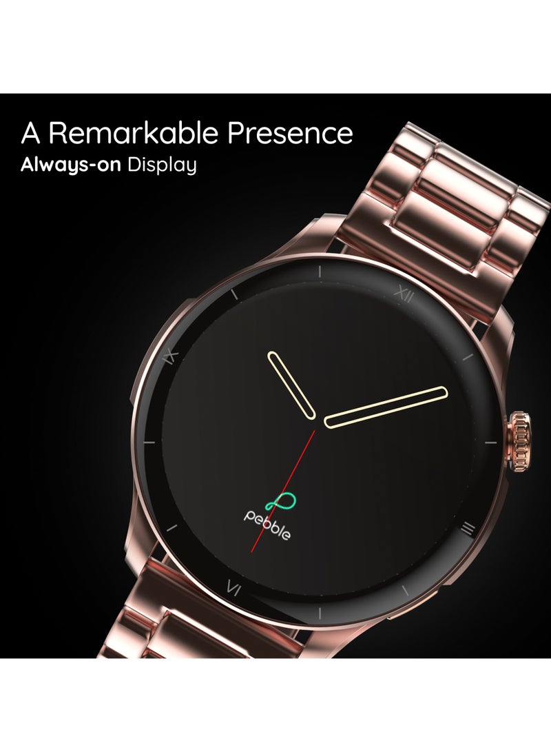 Pebble Cosmos Vault 1.43" Bright HD Display Smartwatch for Men & Women, Bluetooth Calling, Blood Oxygen, Heart Rate Monitoring, Multi Sports Mode, Step Pedometer, Multiple Watch Faces, Rose Gold - Image 3