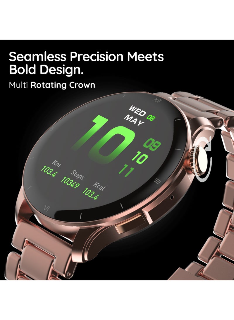 Pebble Cosmos Vault 1.43" Bright HD Display Smartwatch for Men & Women, Bluetooth Calling, Blood Oxygen, Heart Rate Monitoring, Multi Sports Mode, Step Pedometer, Multiple Watch Faces, Rose Gold - Image 4