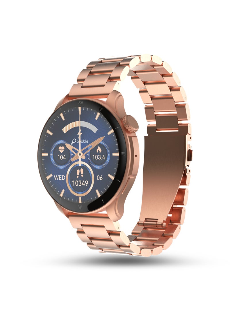 Pebble Cosmos Vault 1.43" Bright HD Display Smartwatch for Men & Women, Bluetooth Calling, Blood Oxygen, Heart Rate Monitoring, Multi Sports Mode, Step Pedometer, Multiple Watch Faces, Rose Gold - Image 1