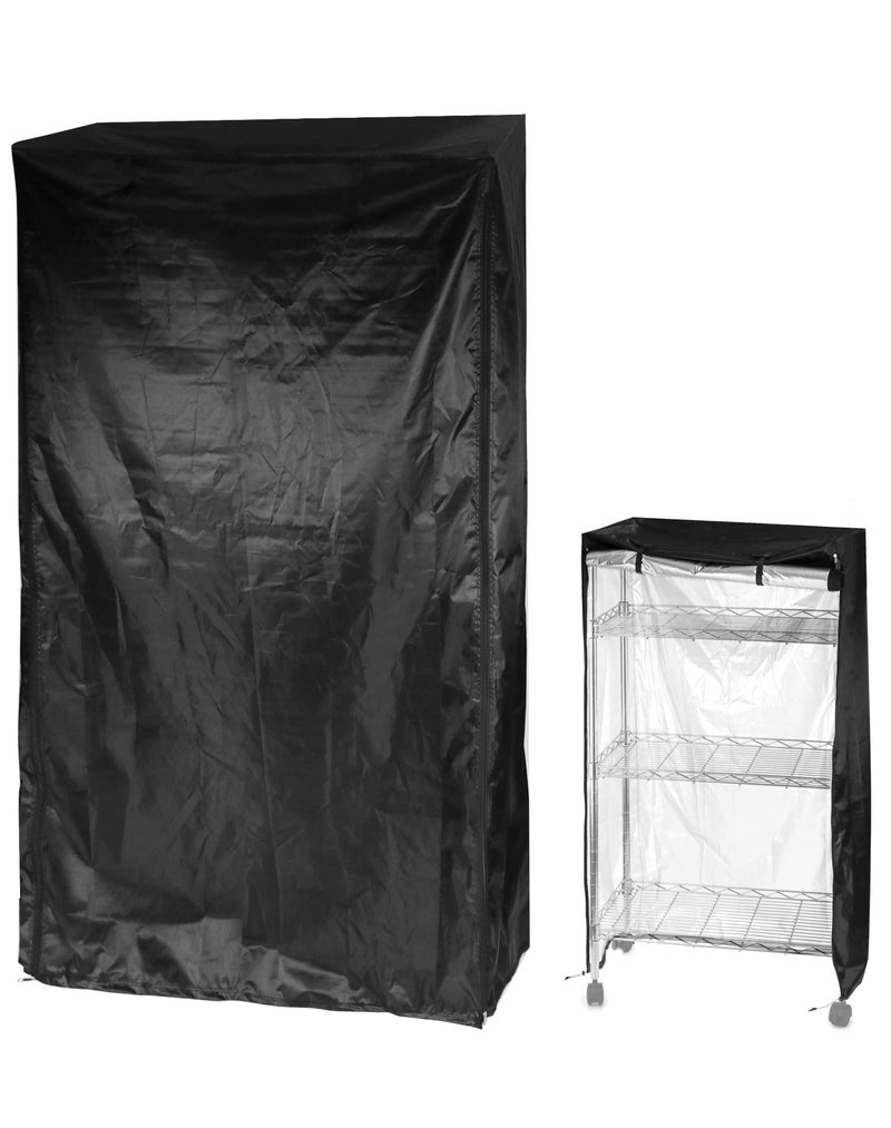 QWORK Storage Shelving Unit Cover Wire Rack Cover for Shelf 36X14X72in 210D Oxford Cloth Keeps Rack Clean for Home Office Storage and Garage Black