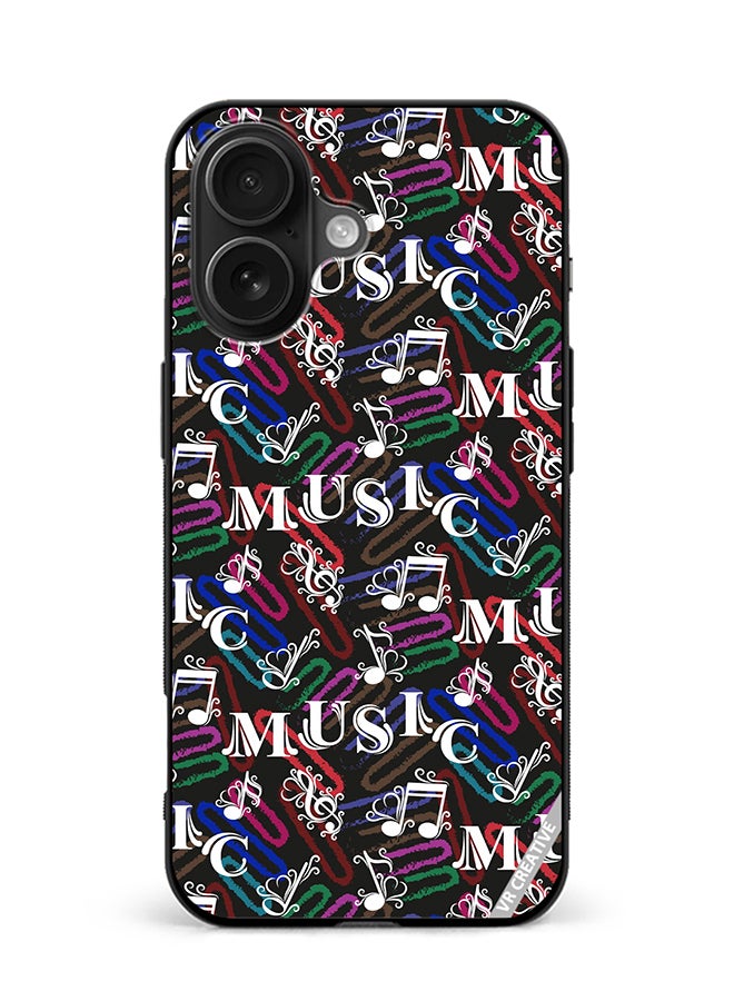 VR CREATIVE Protective Case Cover For Apple iPhone 16 Music Pattern Design Multicolour