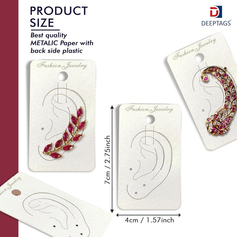 DEEPTAGS DEEPTAGS Earring Display Card Jewellery Tags for Ear Cuffs White 100 PCS 4 x 7 CM  - Image 2