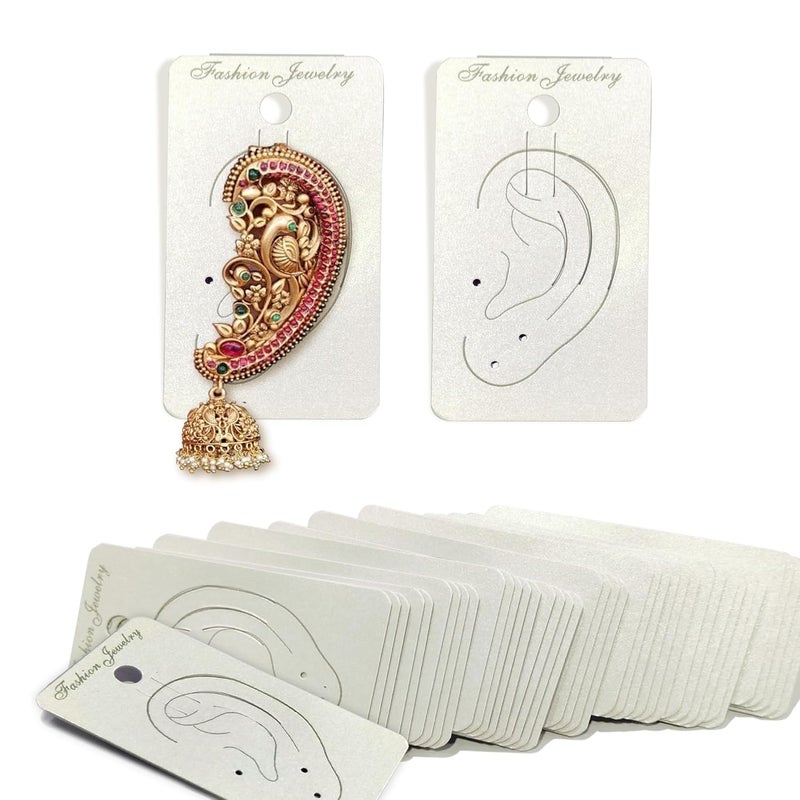 DEEPTAGS DEEPTAGS Earring Display Card Jewellery Tags for Ear Cuffs White 100 PCS 4 x 7 CM  - Image 1