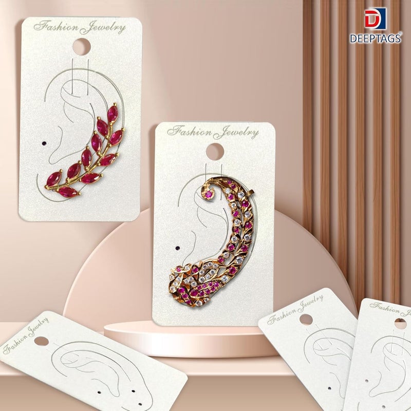 DEEPTAGS DEEPTAGS Earring Display Card Jewellery Tags for Ear Cuffs White 100 PCS 4 x 7 CM  - Image 4