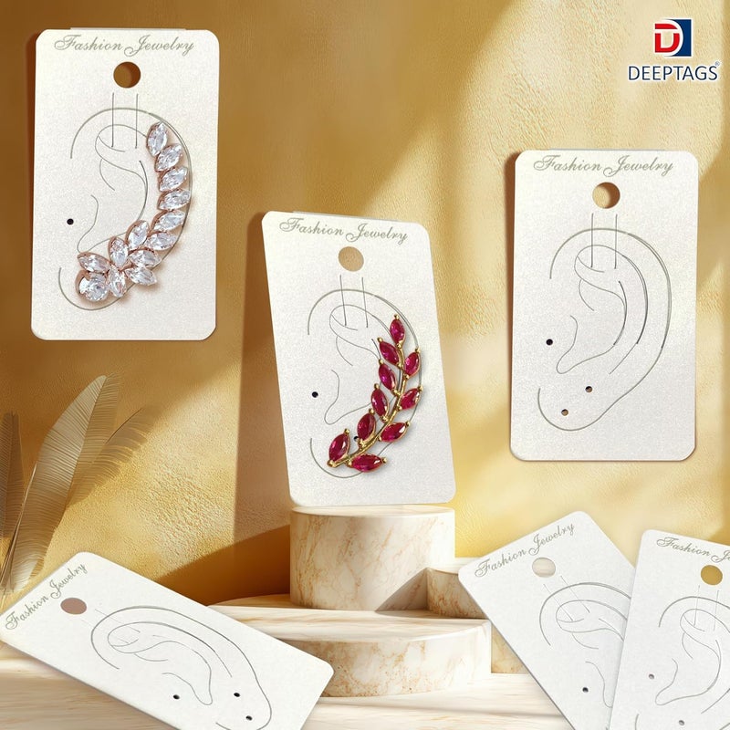 DEEPTAGS DEEPTAGS Earring Display Card Jewellery Tags for Ear Cuffs White 100 PCS 4 x 7 CM  - Image 3