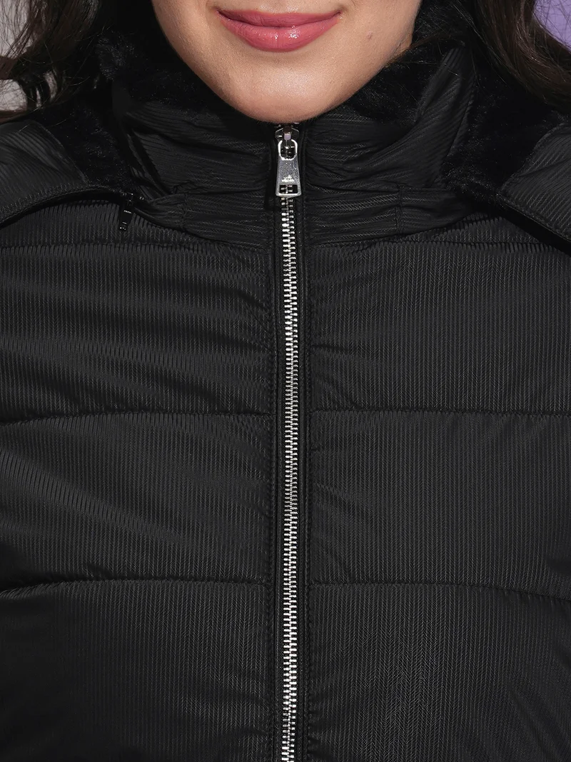 جلو باص Women Mock Neck Front Pockets Winter Wear Insulator Puffer Jacket With Detachable Hood