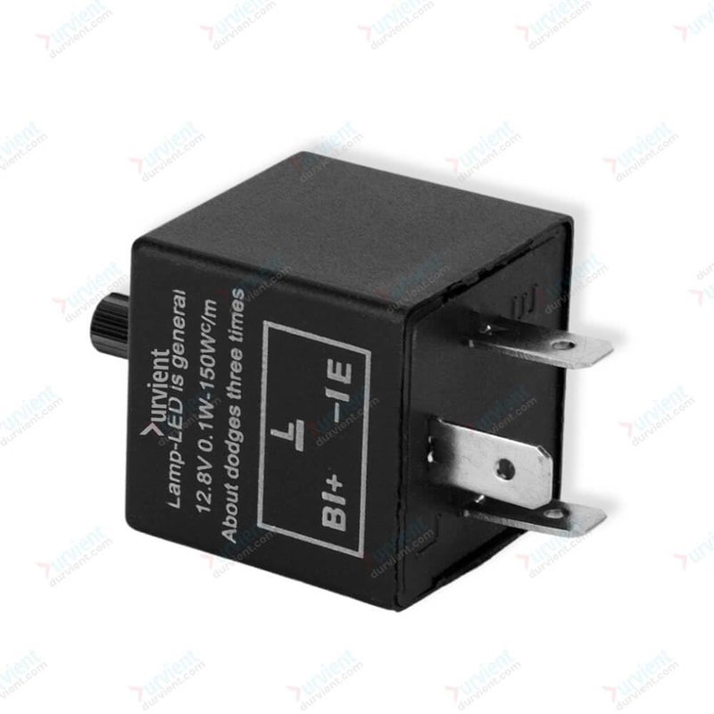 Durvient .com® 3 Pin LED Indicator Relay with Adjustable Flasher Blinker – Fixes Indicator Hyperflashing (12~15v) - Image 1