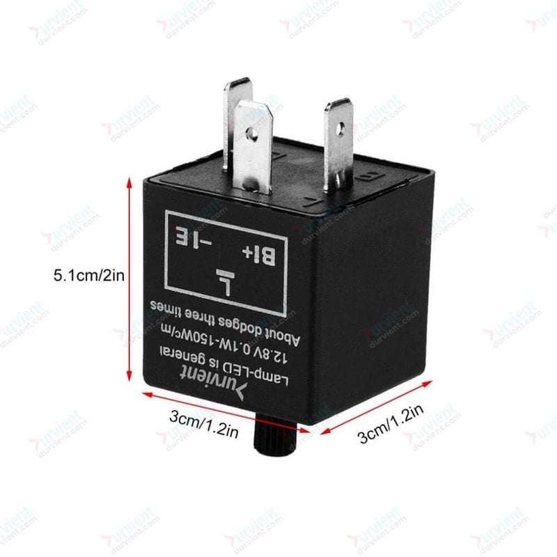 Durvient .com® 3 Pin LED Indicator Relay with Adjustable Flasher Blinker – Fixes Indicator Hyperflashing (12~15v) - Image 4