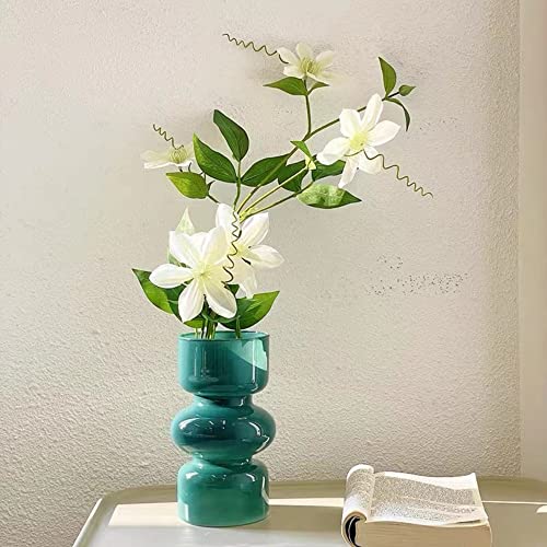 JSPYFITS Glass Hydroponic Flower Vase, 7 Inches Colored Glass Bubble Vase for Flower, Three-Layer Glassvase Funky Vase for Home/Office/Weddings/Party Table Flower Decor (Dark Green) - Image 2