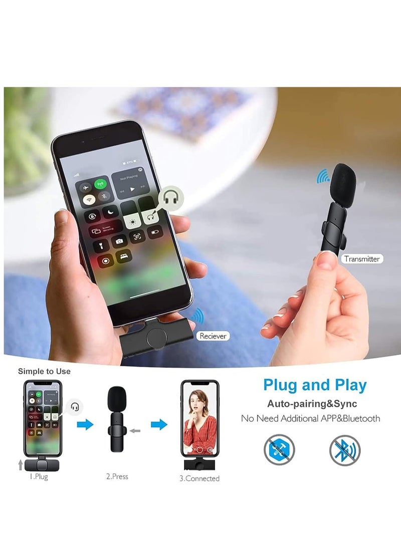 Upgrade) Bentifar Wireless Lavalier Microphone for iPhone iPad Mini Mic for YouTube Facebook Live Stream TikTok Vlog Zoom Video Recording - Noise Reduction/No APP & Bluetooth Needed (Lightning)