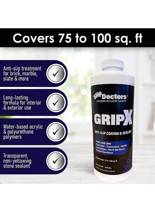 Slip Doctors SlipDoctor's GripX Non-Slip Coating and Sealant for Indoor and Outdoor Tiles, Concrete and Natural Stone - Clear Anti-Slip for Slip Resistant Flooring - Image 1