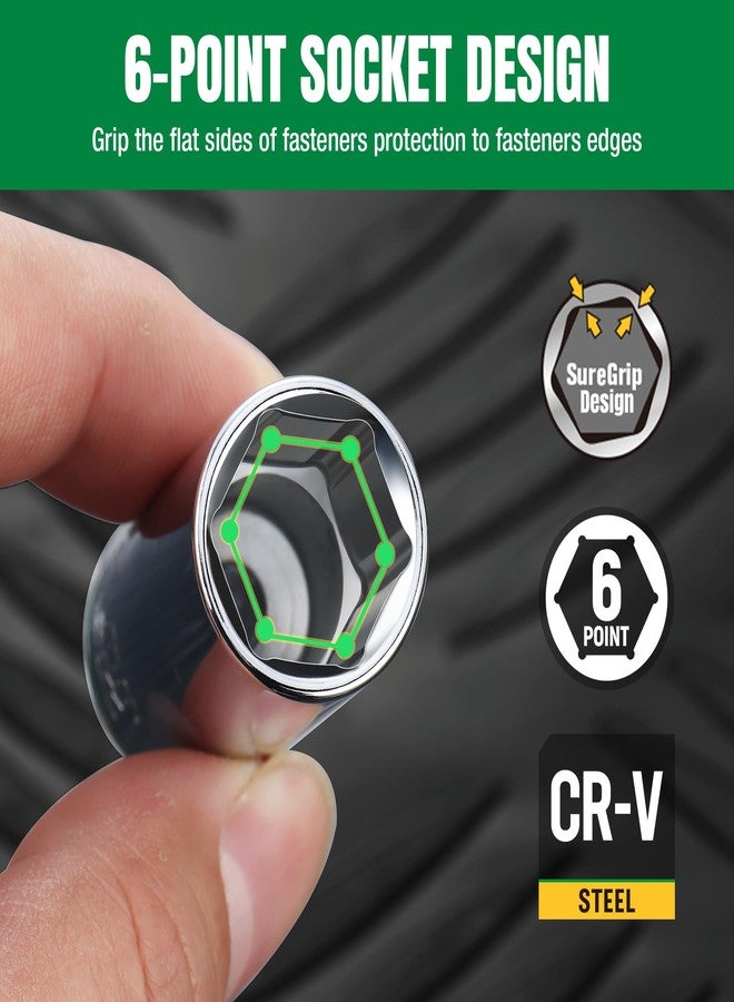 اس كي كي طقم مقابس كروم عميق من SK Tools USA، مقاس 1/4 بوصة، 12 قطعة، 6 رؤوس، متري | SK01345 - Image 2