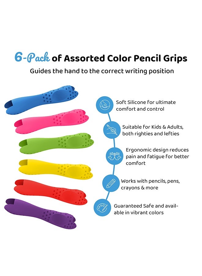 MXN 6 Pcs Pencil Kids Grips for Kids Handwriting, Grip Posture Correction Training Pen Writing Aid Tool for Kids Preschools Children Adults Students Elementary Teaching Tools - Image 4