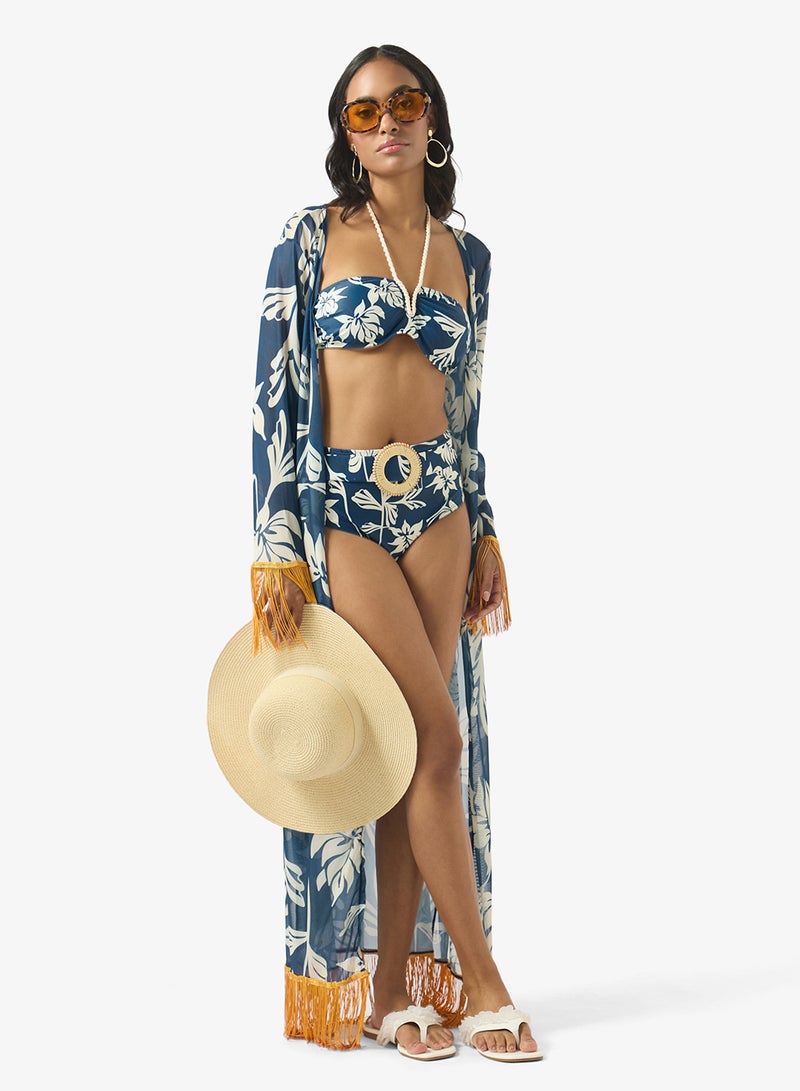 Soleira Monochrome Bikini Set With Kimono - Image 5