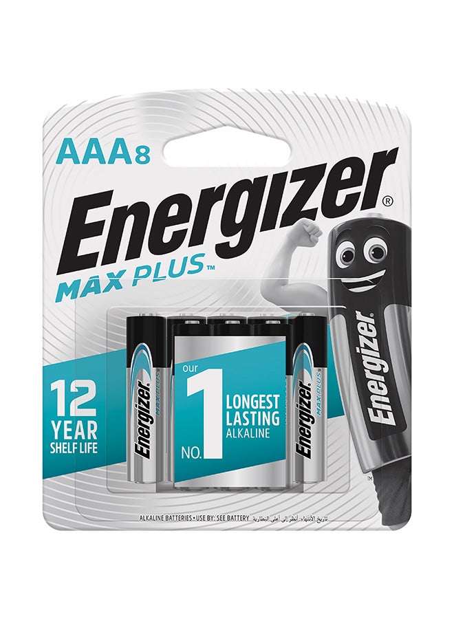 Energizer Max Plus Alkaline AAA Batteries - Pack Of 8 Silver/Black - Image 1