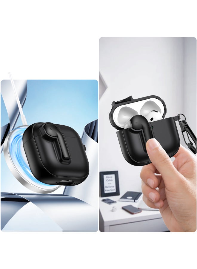 Suitable For Apple Airpods 4 Protective Case With Lock Switch Creative Headset Bluetooth Case Pro2 Soft Drop-proof Case-Color:White Orange-Applicable Models:Airpods 1/2 Generation