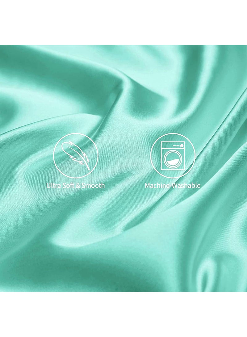 VITION Satin Silk Pillow Case Cover for Hair and Skin, Soft Breathable Smooth Both Sided Silk Pillow Cover Pair (King - 50 x 102cm - 2pcs - Turquoise) - Image 4