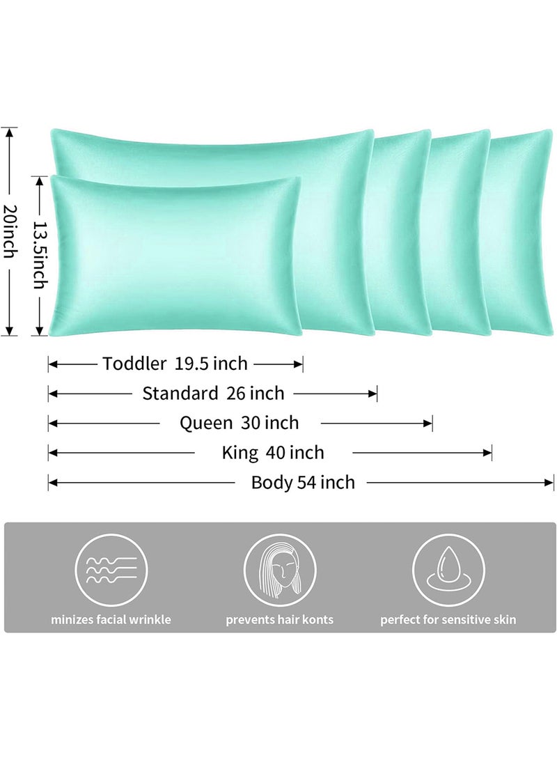 VITION Satin Silk Pillow Case Cover for Hair and Skin, Soft Breathable Smooth Both Sided Silk Pillow Cover Pair (King - 50 x 102cm - 2pcs - Turquoise) - Image 5