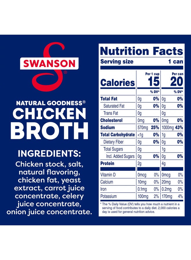Swanson Natural Goodness 33% Less Sodium Chicken Broth, 14.5 oz Can - Image 2
