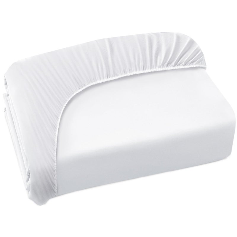 Coldwind Twin Fitted Sheet Soft Twin Size Fitted Sheets for Kids Up to 12 Inches Deep Procket  Single Size Bed Mattress Sheets Stretchable and Breathable Jersey Knit Cover  Bottom Sheet Only  White - Image 1