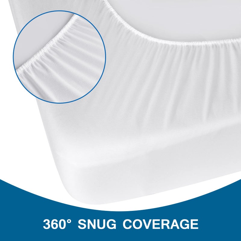 Coldwind Twin Fitted Sheet Soft Twin Size Fitted Sheets for Kids Up to 12 Inches Deep Procket  Single Size Bed Mattress Sheets Stretchable and Breathable Jersey Knit Cover  Bottom Sheet Only  White - Image 4