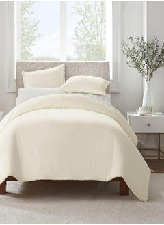 Serta SERTA Simply Clean Ultra Soft Hypoallergenic Stain Resistant 3 Piece Solid Duvet Cover Set, Ivory, Full/Queen  - Image 3