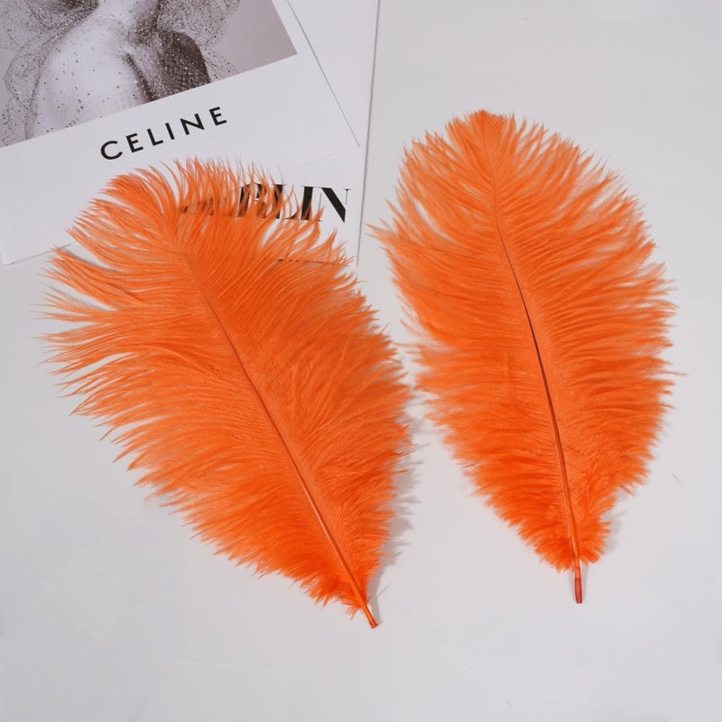 Shekyeon Orange 10-12inch 25-30cm Ostrich Feather Home Decoration DIY Craft Pack of 10 - Image 5