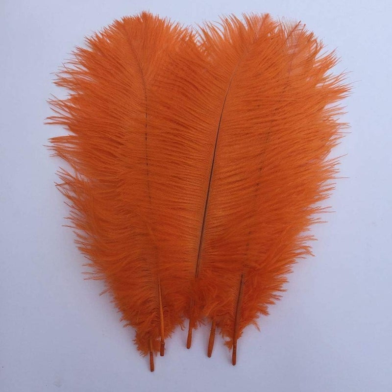 Shekyeon Orange 10-12inch 25-30cm Ostrich Feather Home Decoration DIY Craft Pack of 10 - Image 2