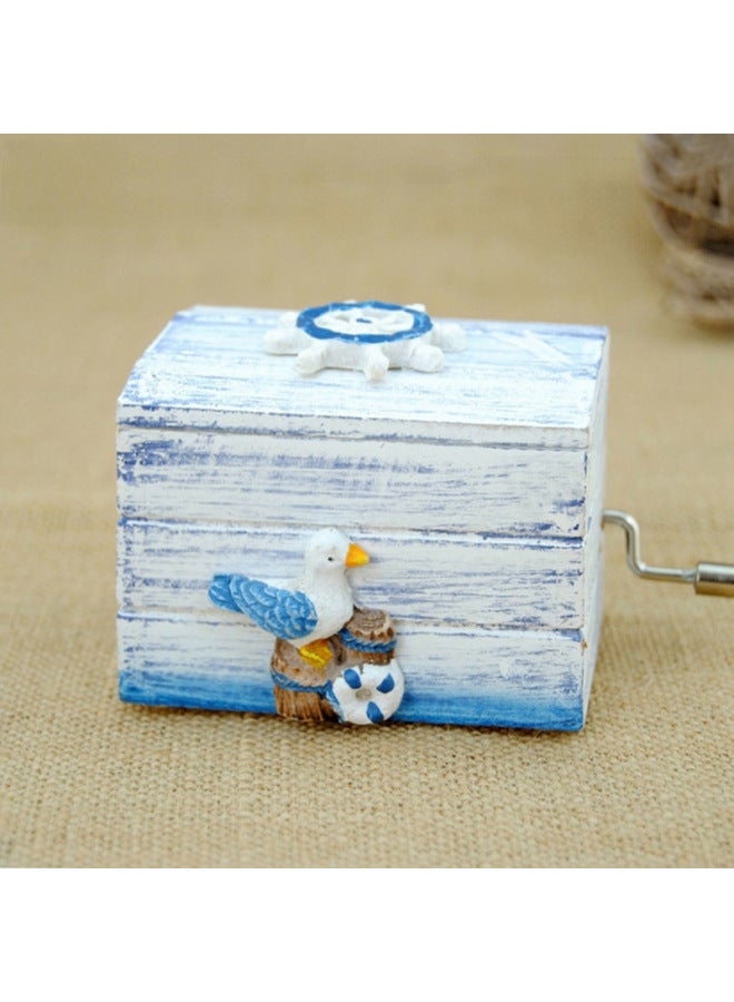 Feige Mediterranean Hand Music Box Wooden Mini Music Box Sky City Creative Gift Children-Color:Starfish Shell + Fabric-Dimensions:Music Sky City - Image 5