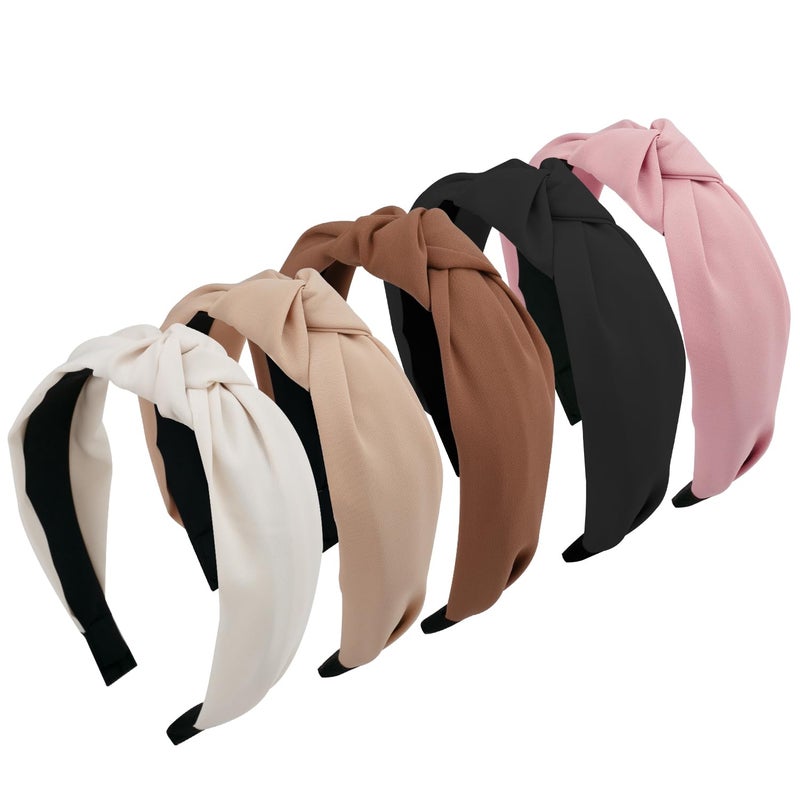 Deoot Women's Knotted Fashion Headbands - Wide Fabric Head Bands with Neutral Colors for Thick and Thin Hair Accessories
