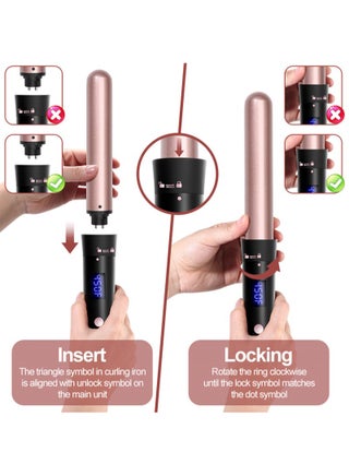 Curling Wand Set 3 in 1 Hair Curler with 3 Interchangeable Curling Wand Ceramic Barrel(15-32mm) With LED Temperature Adjustment And Heat Up Hair Curler Include Heat Resistant Glove rose - view 3