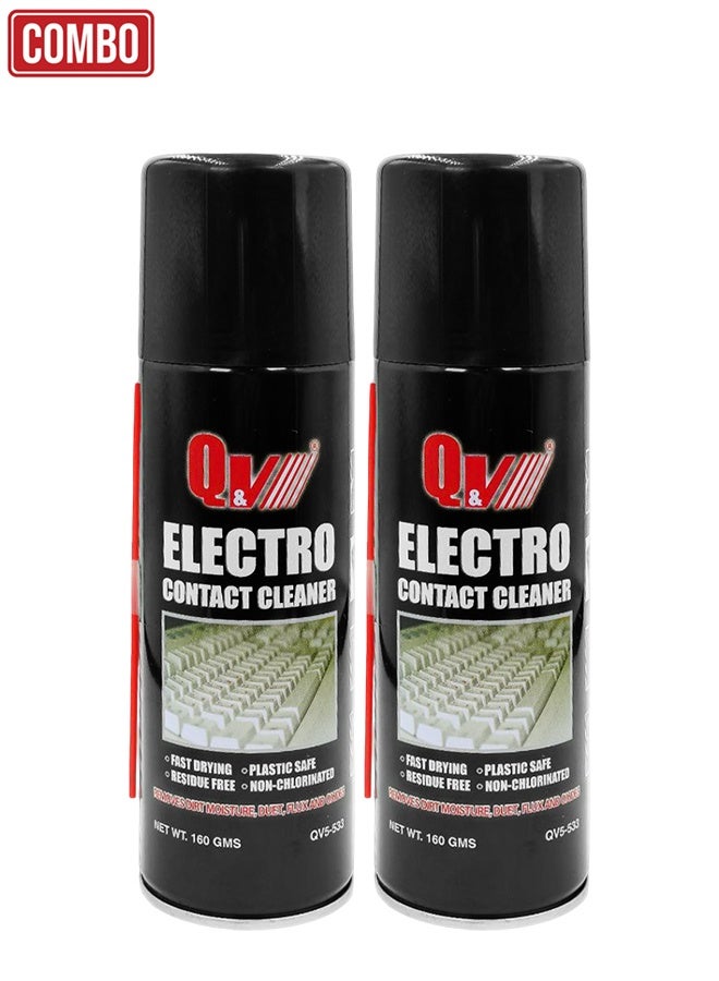 Q&V Electro Contact Cleaner Spray, 160g - Fast Drying, Residue-Free, Non-Chlorinated, Non-Conductive Formula for Sensitive Electronics and Electrical Equipment | Removes Oil, Dirt, Flux, and Condensation | Plastic-Safe - Image 1